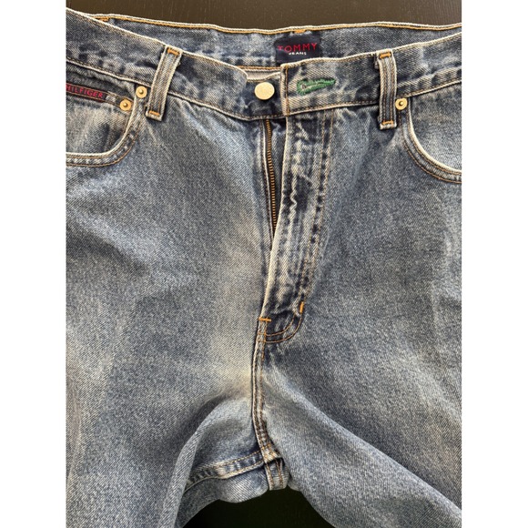 Tommy Hilfiger Mens Old‎ School Freedom Jean 36x34 Blue 90s Flag Spellout Denim - Picture 7 of 16